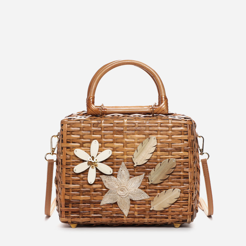 Tropiko by Kultura Ladies_ Rattan Split Handbag with Detachable Sling