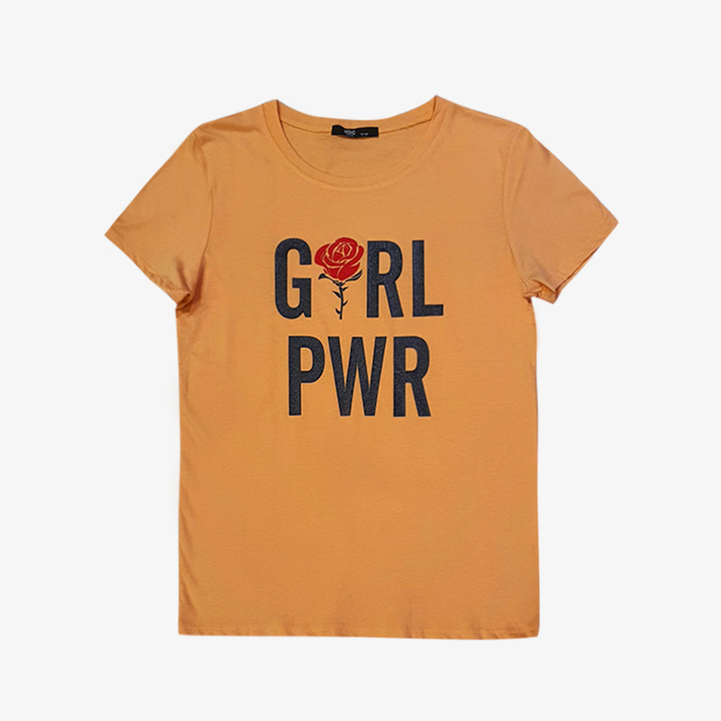 SmartBuy Girls Teens_ Size Large Girl PWR Statement Tee in Orange