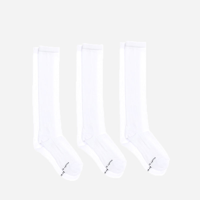 BioFresh Girls Knee Length Socks 3-Pair Set in White