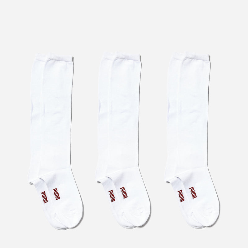 Puma Kids Size 9-12 Knee Length Socks 3-Pair Set in White