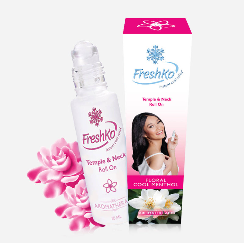 FreshKo Temple and Neck Roll On Aromatherapy 10ml _ Floral Cool Menthol