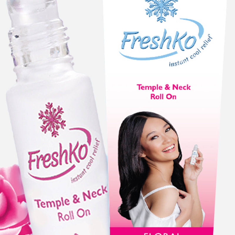 FreshKo Temple and Neck Roll On Aromatherapy 10ml _ Floral Cool Menthol