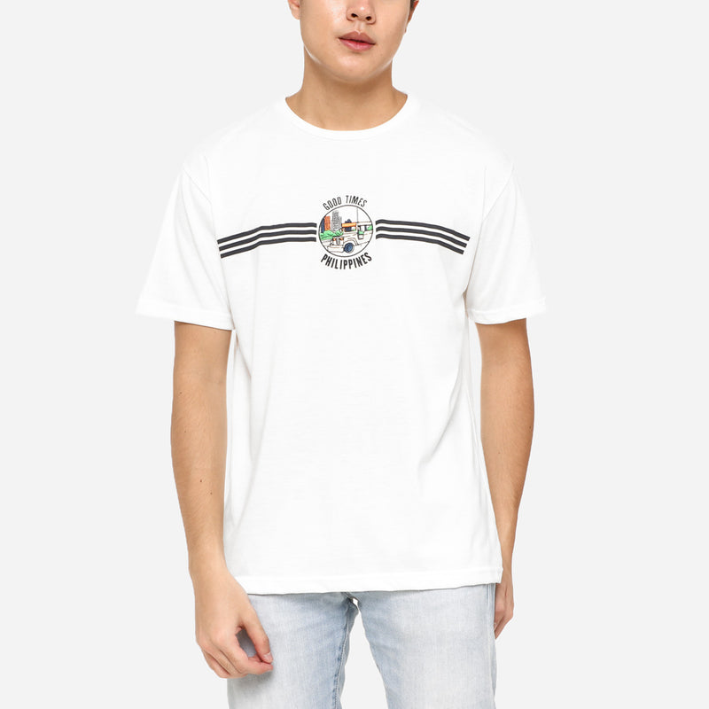 MENSTSCLRG/WHITE/S/NODIM KAMISA BY KULTURA MENS EMBROIDERED TEE