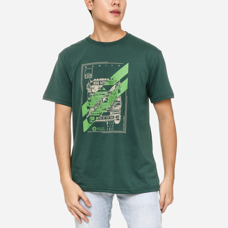 MENSCLRTSW/GREEN/M/NODIM KAMISA BY KULTURA MENS GRAPHIC TEE