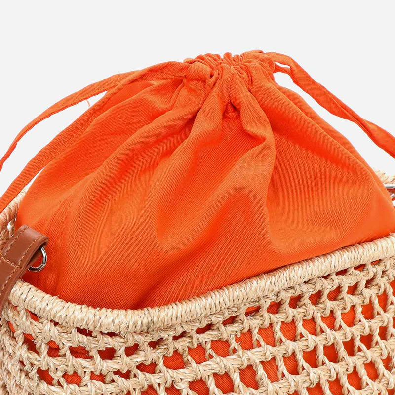 Tropiko by Kultura Ladies Abaca Basket Bucket Bag in Orange