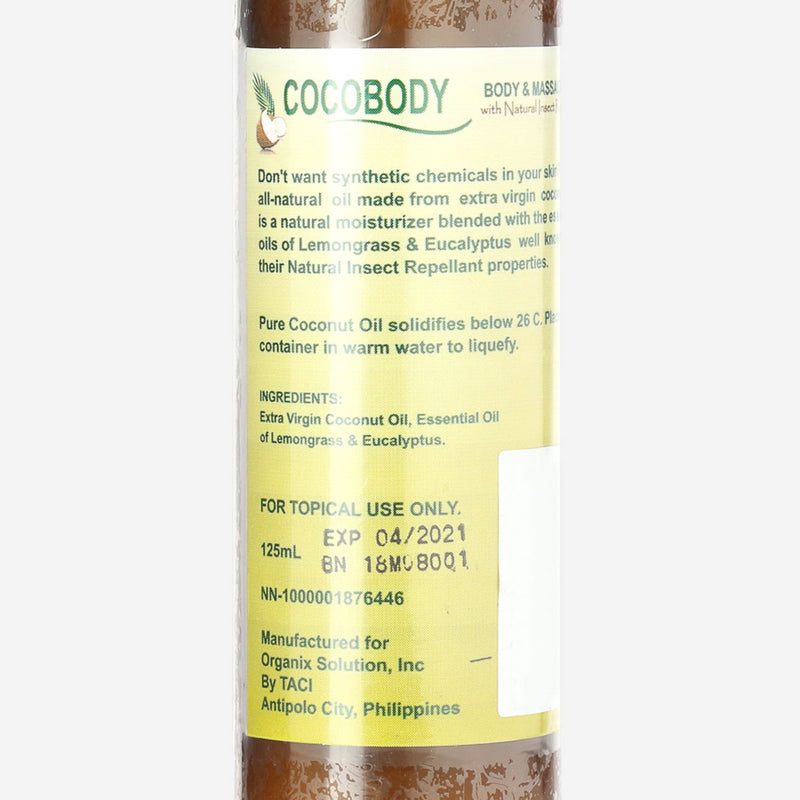 Cocobody Virgin Coconut Body and Massage Oil with Natural Insect Repellent 125ml