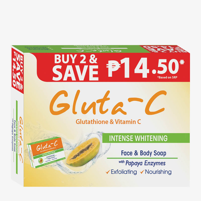 Gluta-C 2-pack Intense Whitening Face and Body Soap with Papaya Enzymes 135g