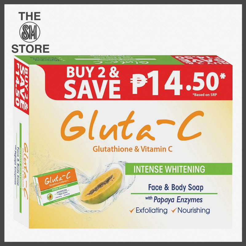 Gluta-C 2-pack Intense Whitening Face and Body Soap with Papaya Enzymes 135g