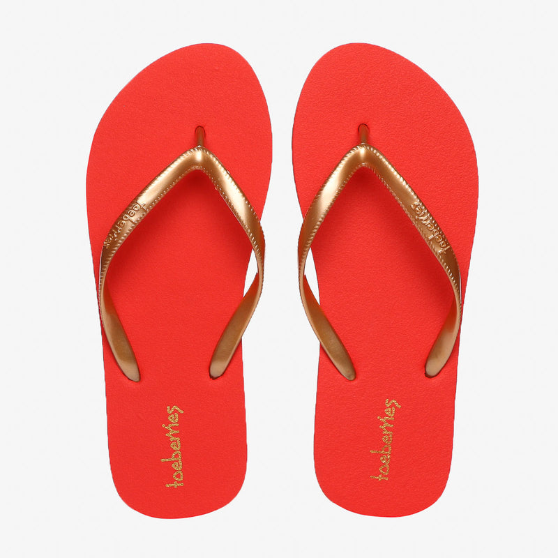 TOEBERRIES/RED/10/NODIM TOEBERRIES NEW YORK GOLD RUBBER SLIPPERS