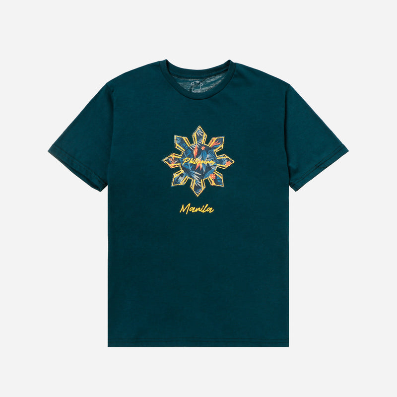 MENSCLRTSF/GREEN/M/NODIM KAMISA BY KULTURA MENS GRAPHIC SUN AND STAR TEE