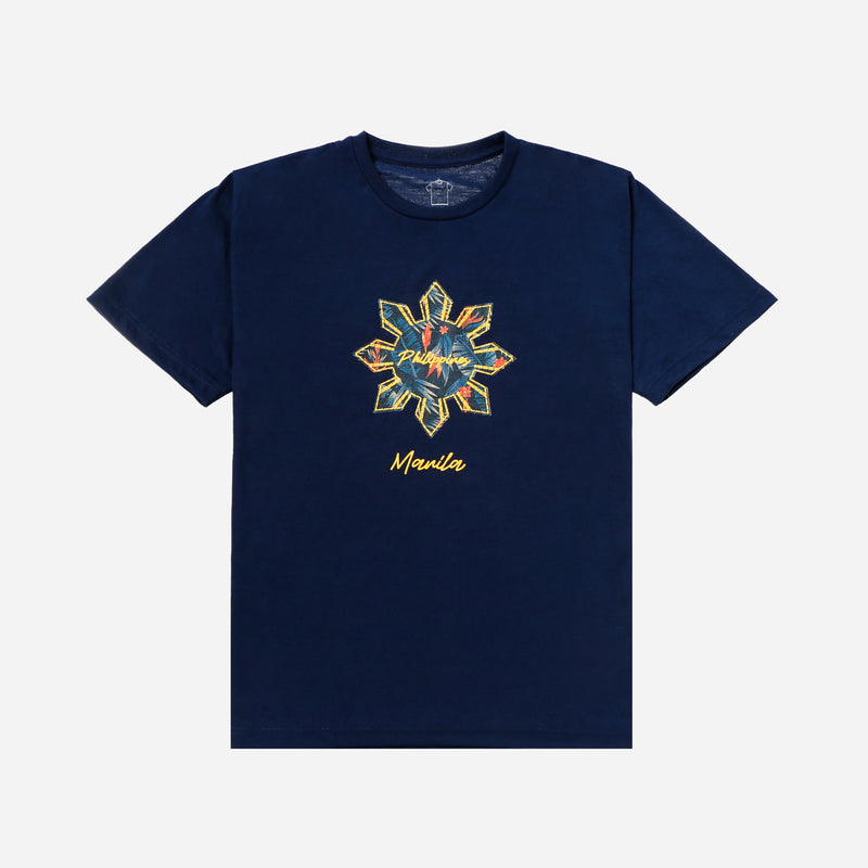 MENSCLRTSF/NAVYB/S/NODIM KAMISA BY KULTURA MENS GRAPHIC SUN AND STAR TEE