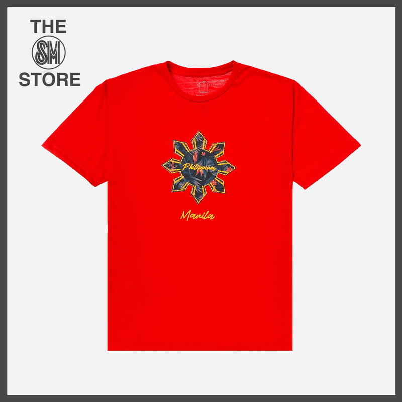 MENSCLRTSF/RED/S/NODIM KAMISA BY KULTURA MENS GRAPHIC SUN AND STAR TEE