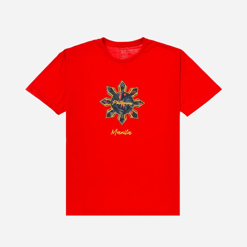 MENSCLRTSF/RED/S/NODIM KAMISA BY KULTURA MENS GRAPHIC SUN AND STAR TEE