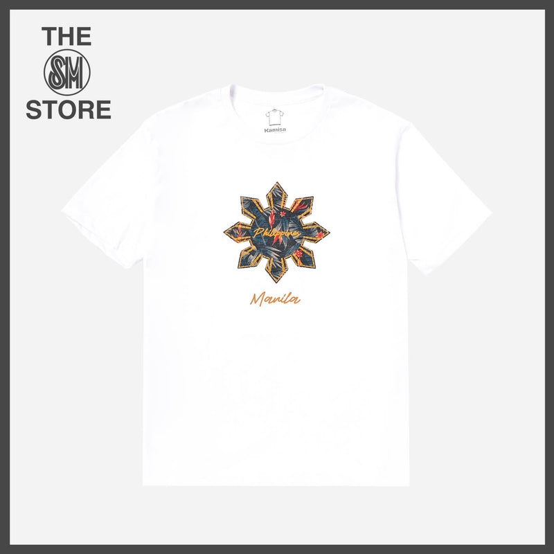 MENSCLRTSF/WHITE/M/NODIM KAMISA BY KULTURA MENS GRAPHIC SUN AND STAR TEE