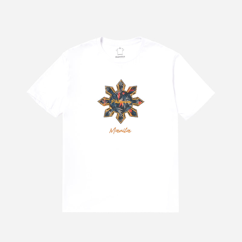 MENSCLRTSF/WHITE/M/NODIM KAMISA BY KULTURA MENS GRAPHIC SUN AND STAR TEE