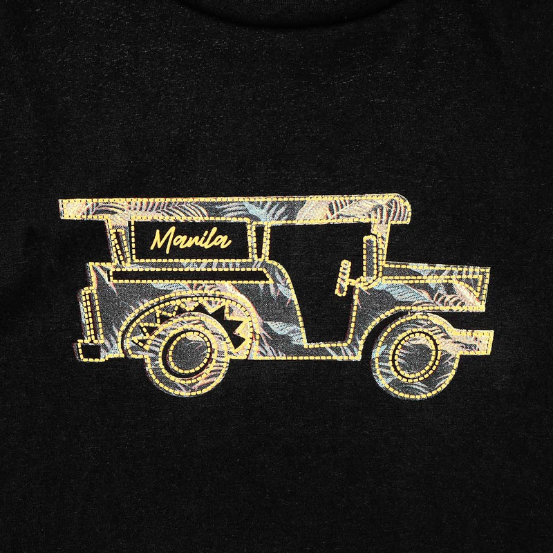 MENSCLRTSF/BLACK/M/NODIM KAMISA BY KULTURA MENS GRAPHIC JEEP TEE