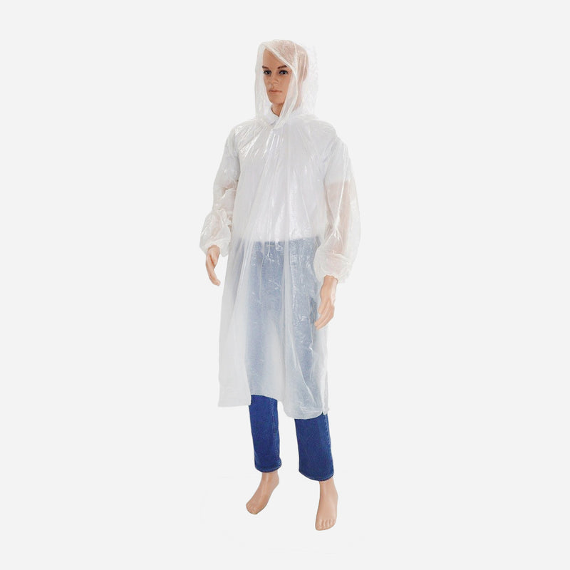 Unisex 3-Piece Disposable Soft Raincoat Set _ White