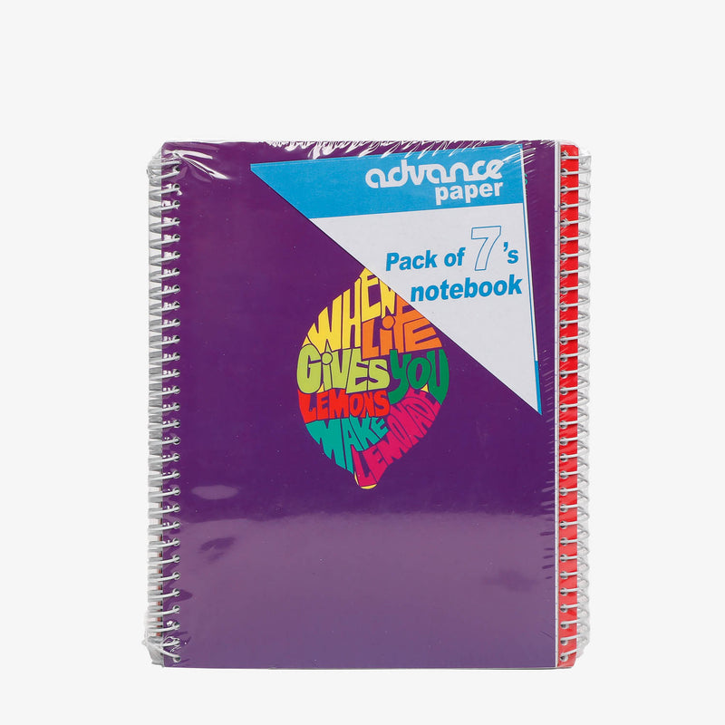 Advance 7-Pack Spiral Notebook Set with Plastic Jacket _ Colors of Life