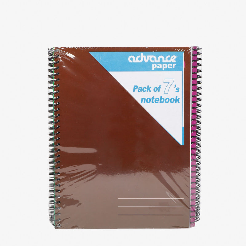 Advance 7-Pack Spiral Notebook Set with Plastic Jacket