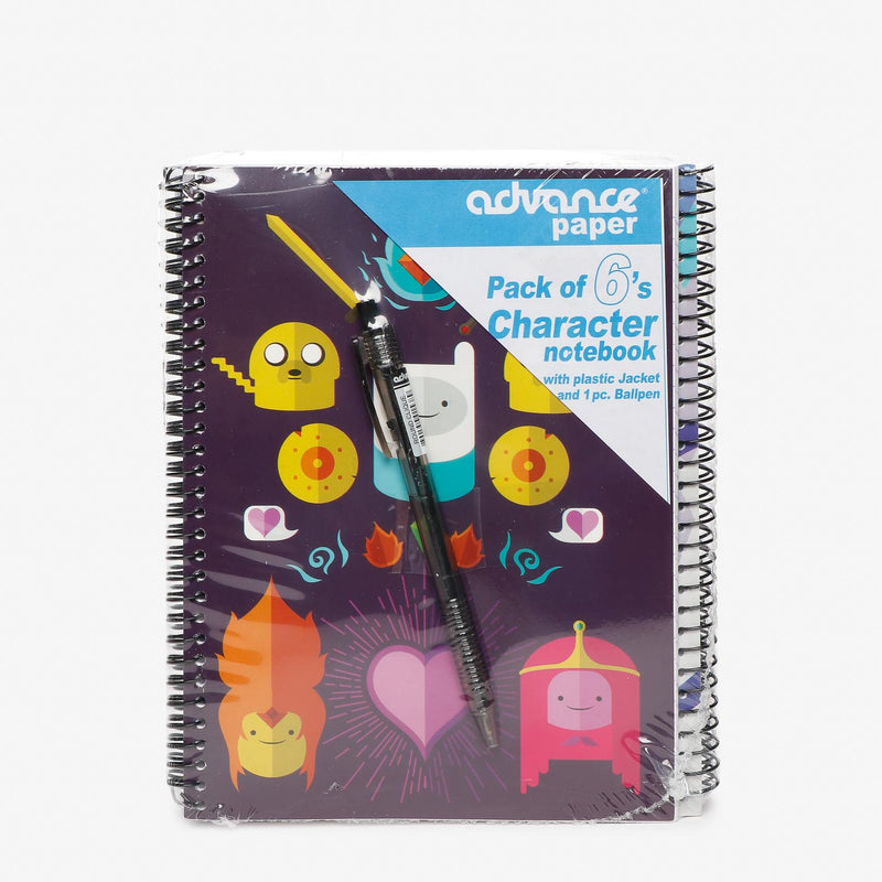 Advance 6-Pack Spiral Notebook Set with Plastic Jacket and Pen _ Adventure Time