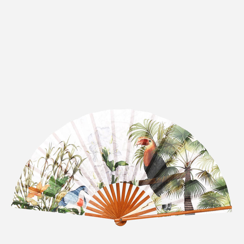 Tropiko by Kultura Bayanihan Hand Fan _ Bird and Palm Tree