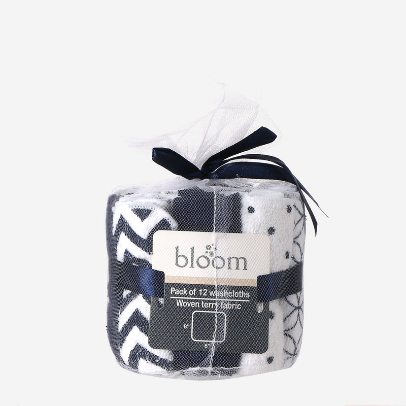 Bloom 12-Pack Washcloth Set 8x8in. _ Dark Blue