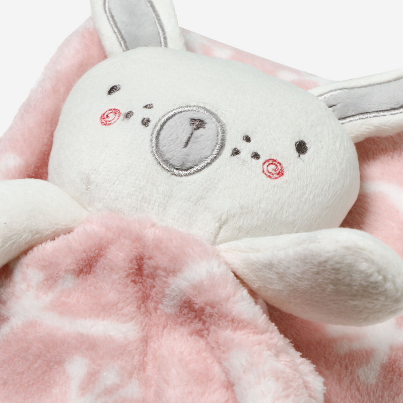 Bloom Fleece Blanket with Washcloth Toy 30x40in. _ Pink Bunny